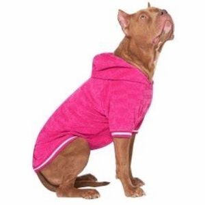 CANADA POOCH LTD ~BEACH BUM TOWEL HOODIE ~ Hot Pink White Trim (Terry Cloth)